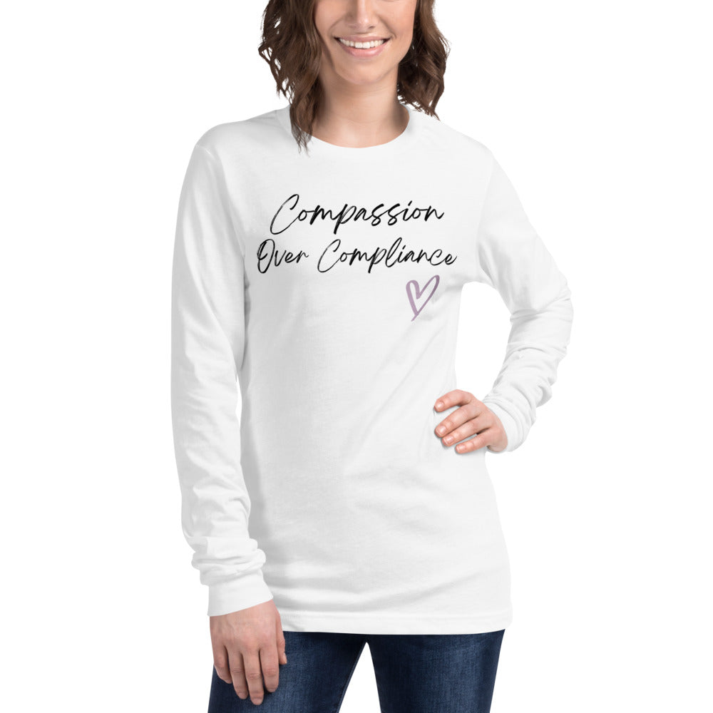 Compassion Over Compliance Black Logo Unisex Long Sleeve Tee