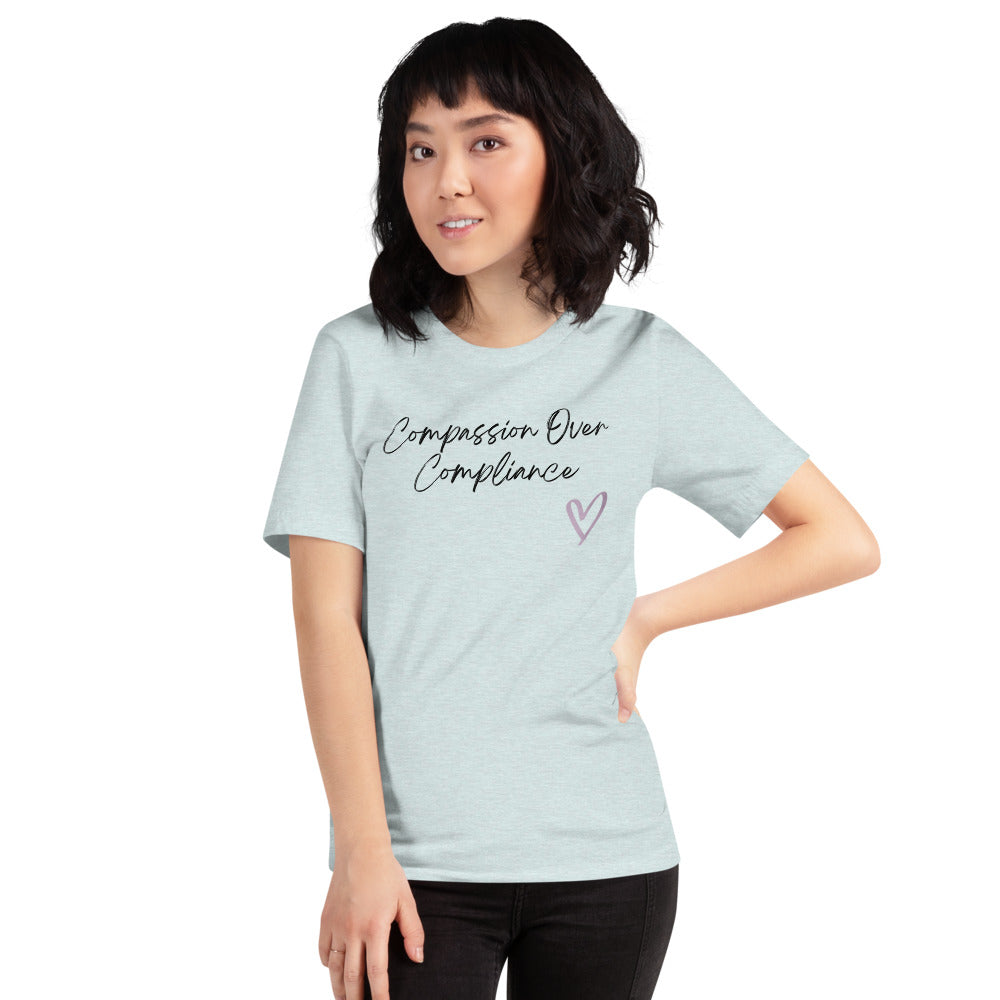Compassion Over Compliance Short-Sleeve Black Logo Unisex T-Shirt