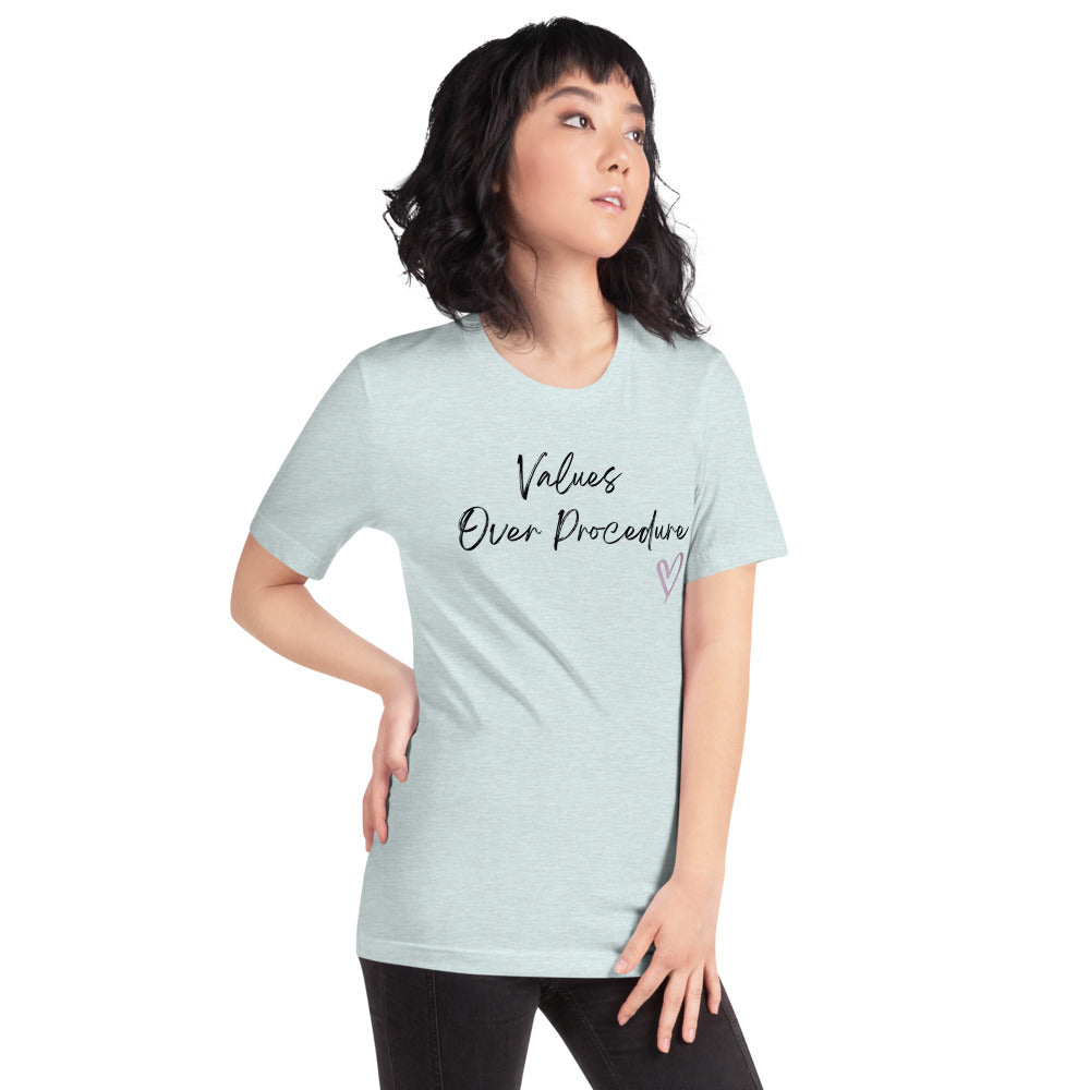 Values Over Procedure Short-Sleeve Black Logo Unisex T-Shirt