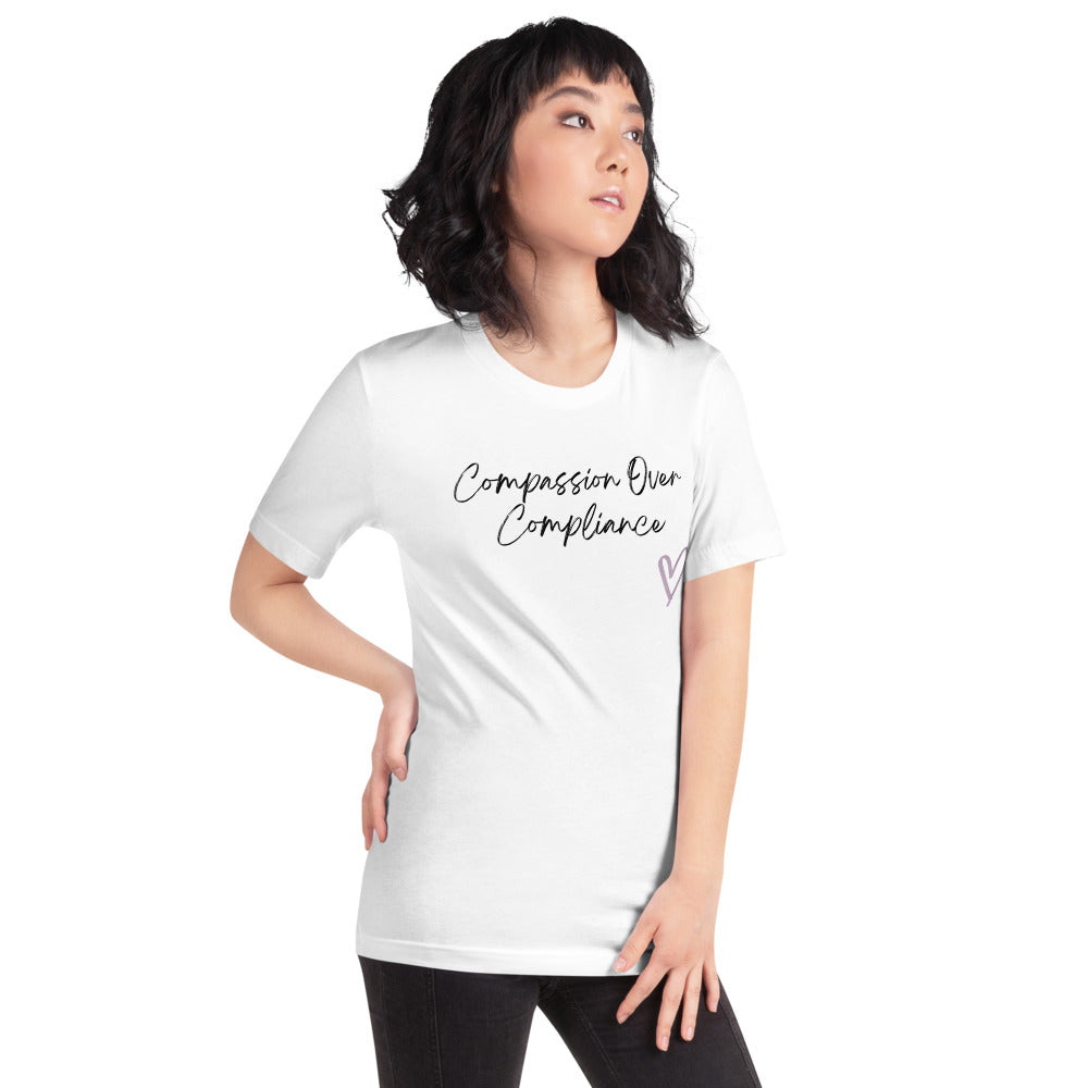 Compassion Over Compliance Short-Sleeve Black Logo Unisex T-Shirt